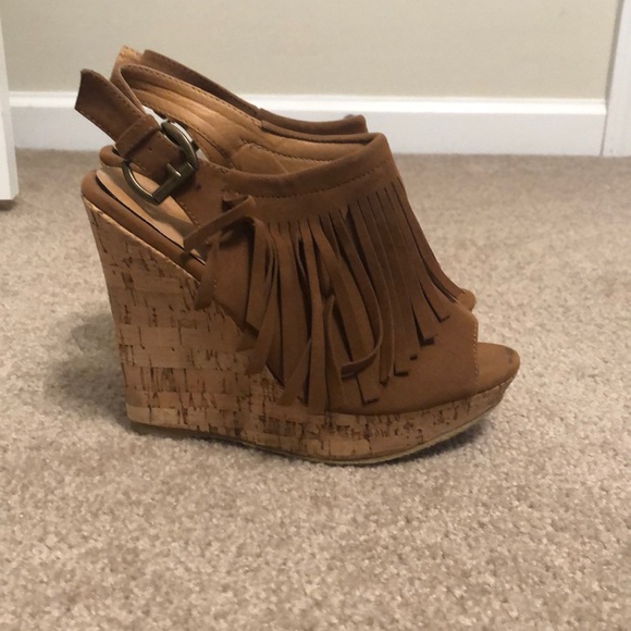 Rue21 Shoes - Rue 21 open toe wedges with fringe detail